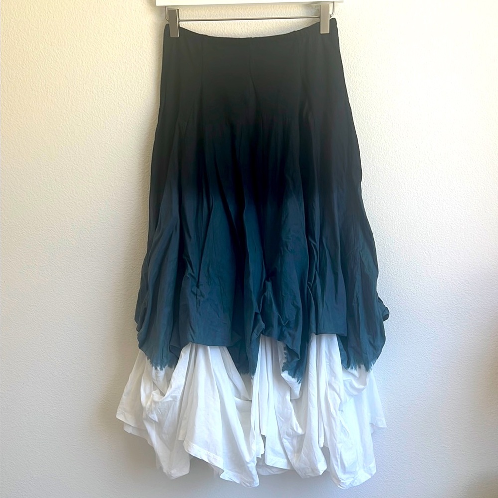 NEW Asymmetrical Blue White Bubble Cotton Midi Skirt
